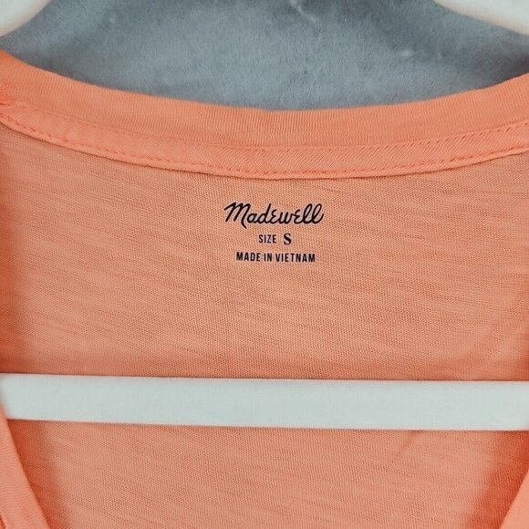 Madewell Tank Top Womens S Orange V-Neck Breathable Cotton Basic Minimalist Chic - Picture 2 of 6